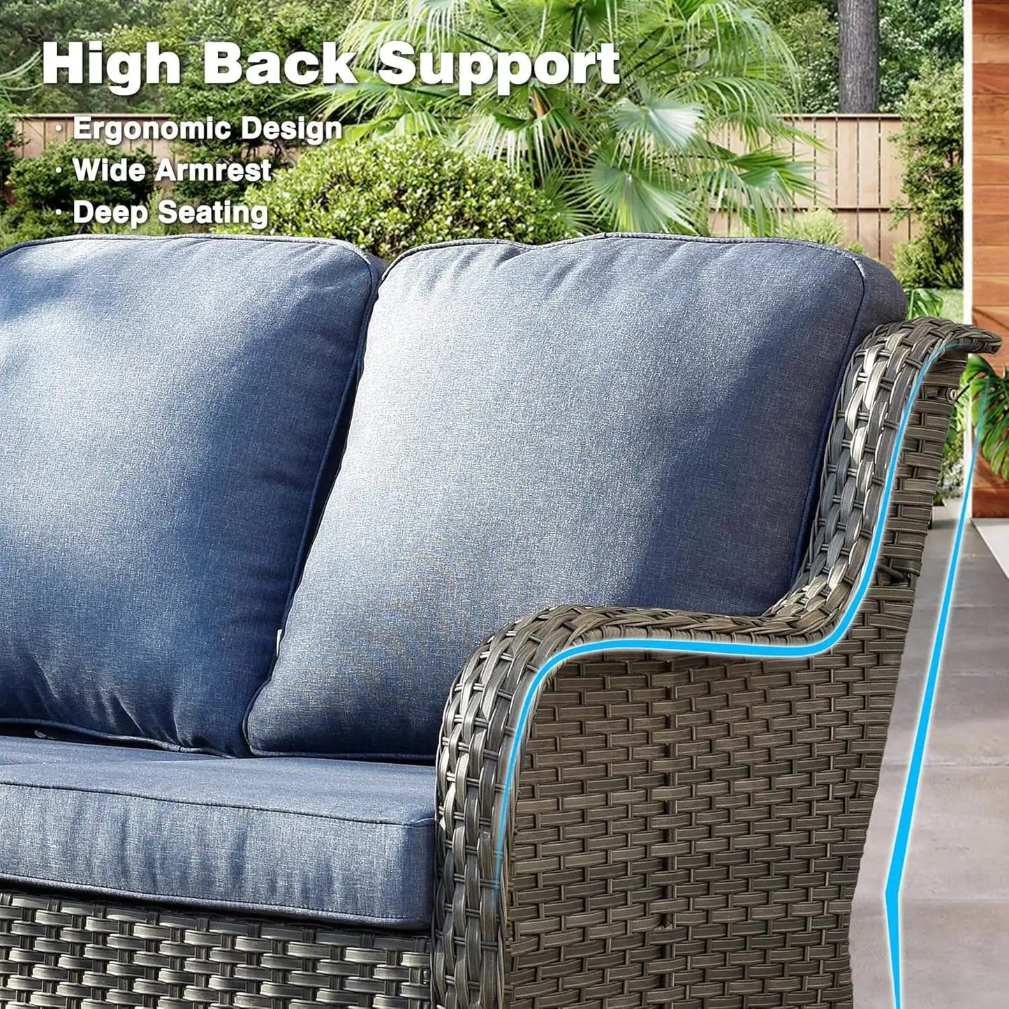 Outdoor PE Rattan Sectional Sofa Set With Cushions Weather Resistant