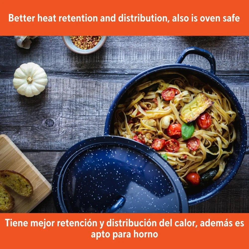 Enamel Stock Pot With Double Handles For Oven Safe Cooking