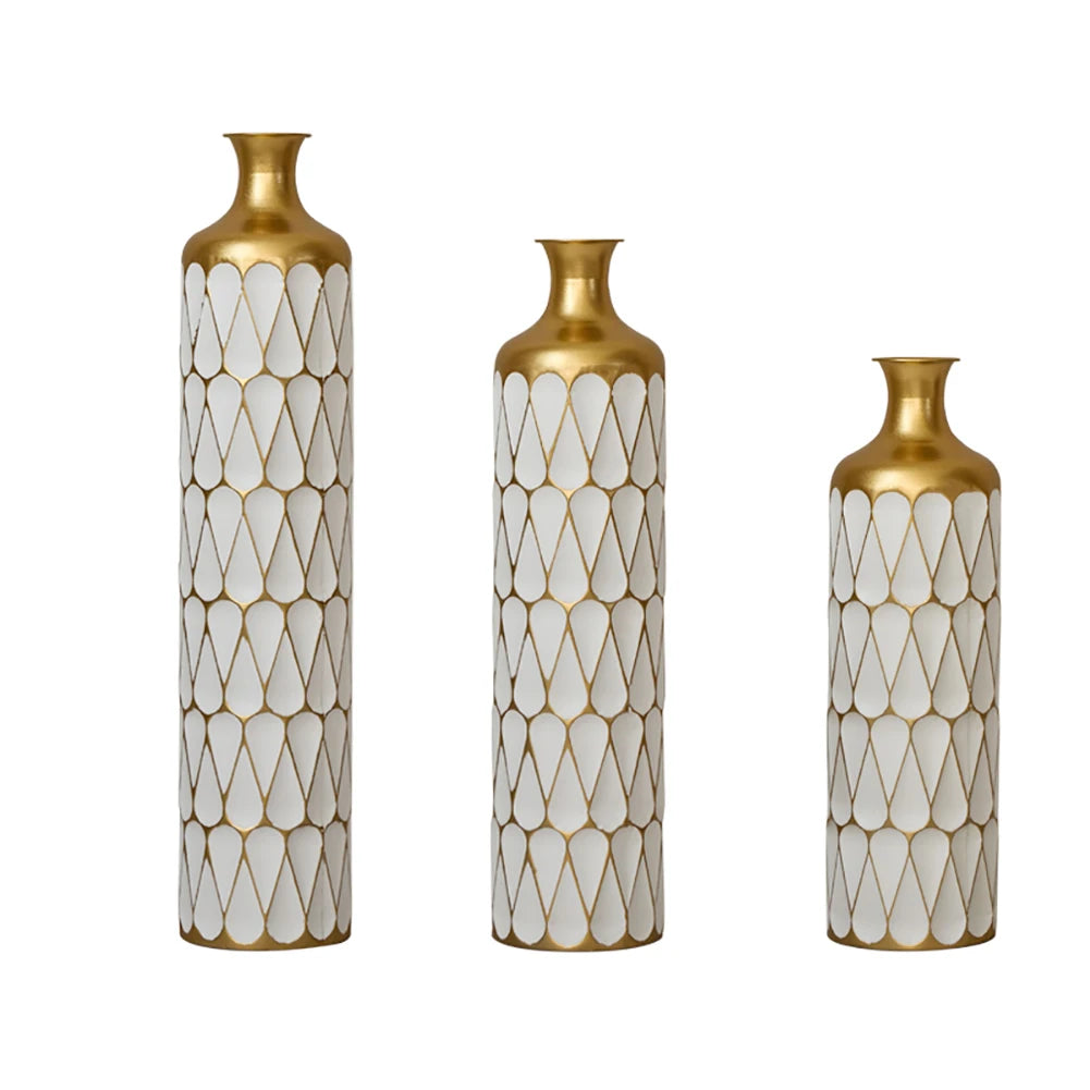 TWISTER.CK 3-Piece Floor Vase Set Drop-Shaped Modern Metal Decor