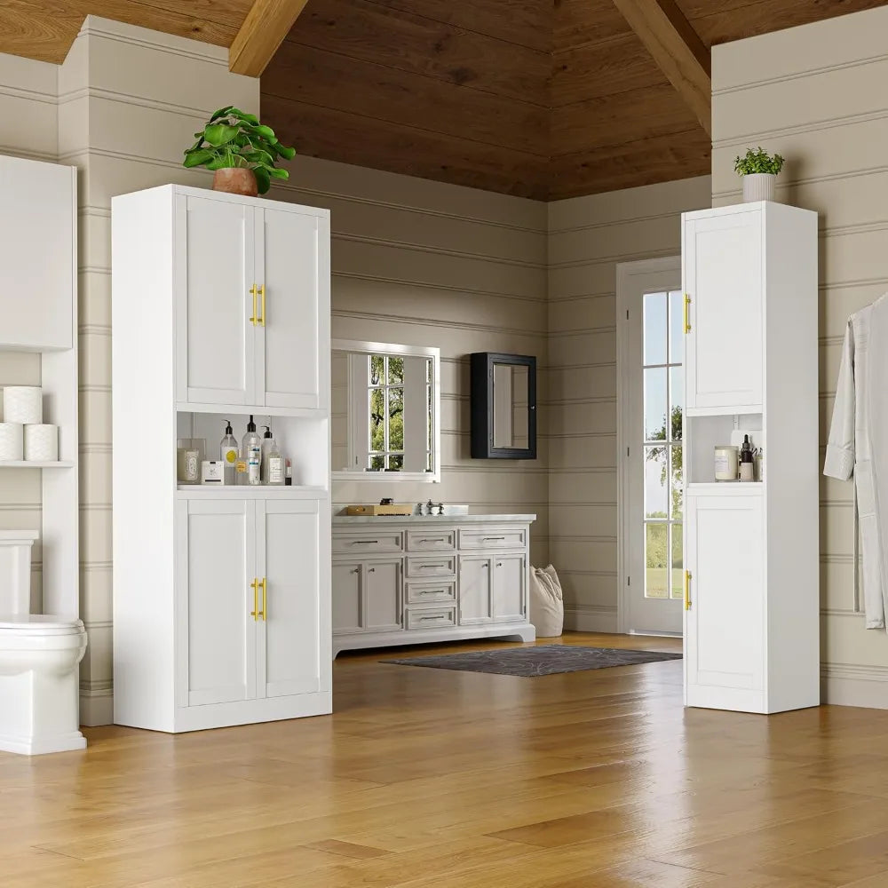 RBXC Metal Pantry Cabinet With 4 Doors And Adjustable Shelves Heavy Duty Steel Powder Coated For Humid Spaces