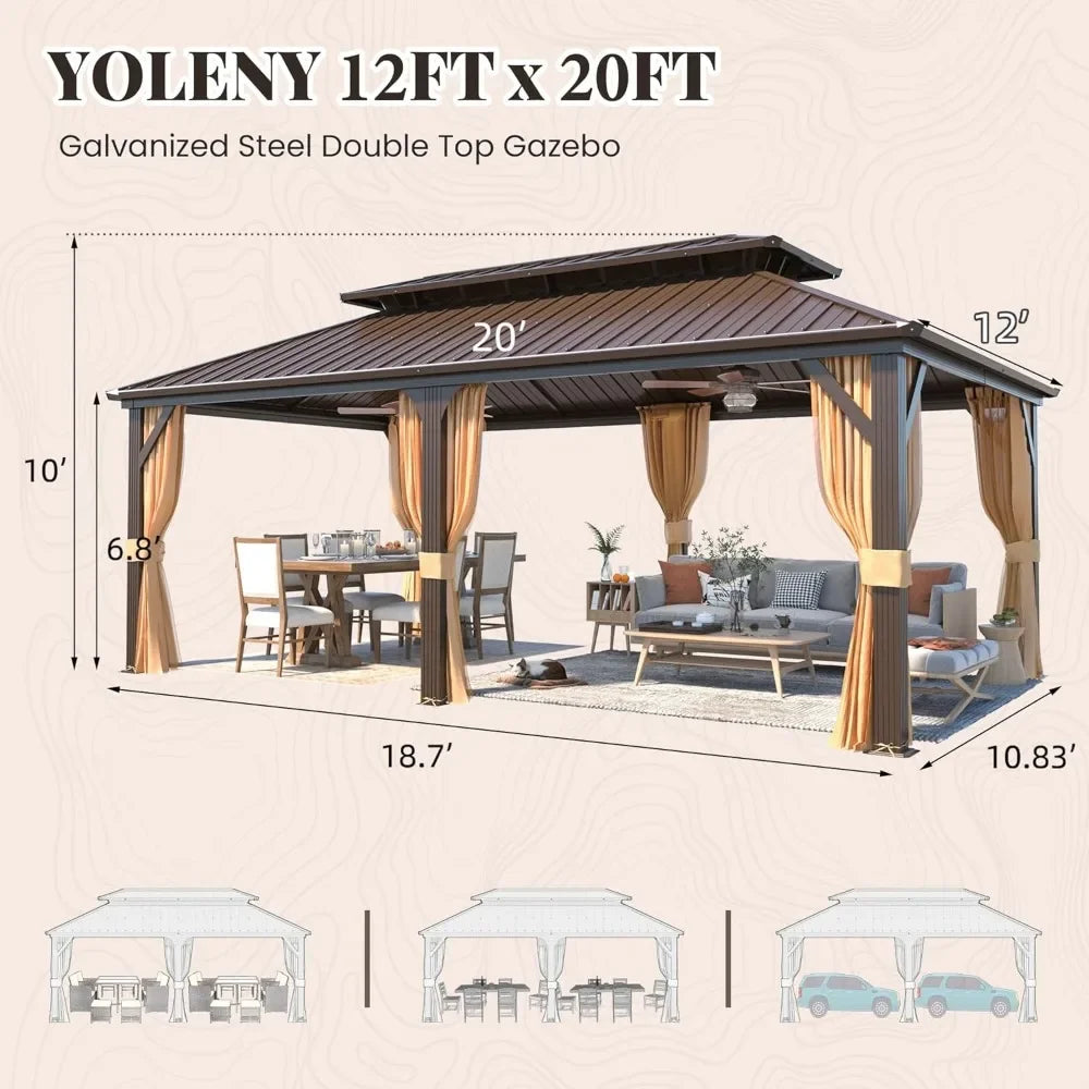 Outdoor Gazebo With Galvanized Steel Roof And Aluminum Frame