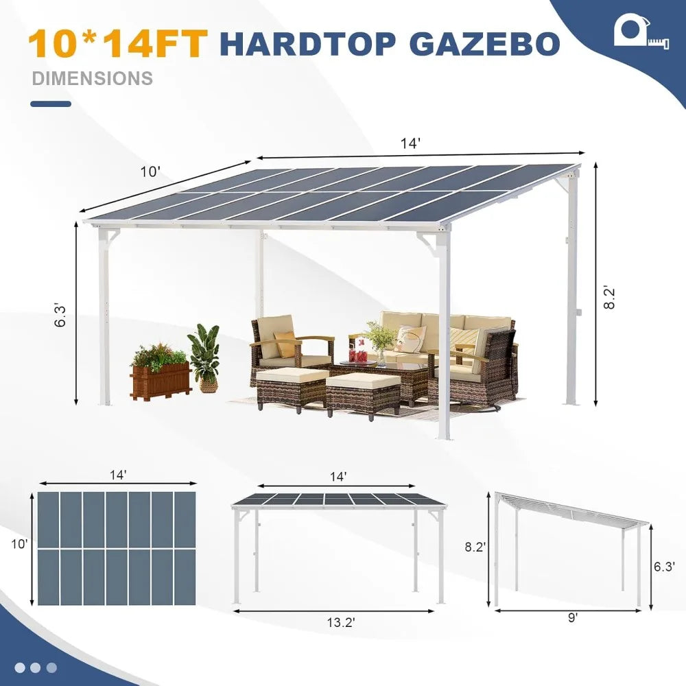 Meissalivve Gazebo Pergola With Wall Mount Sloped Roof