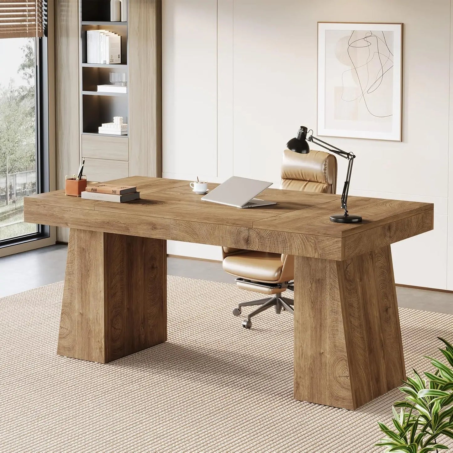 NONEDesk Executive Desk Modern Minimalist Wood Office Desk