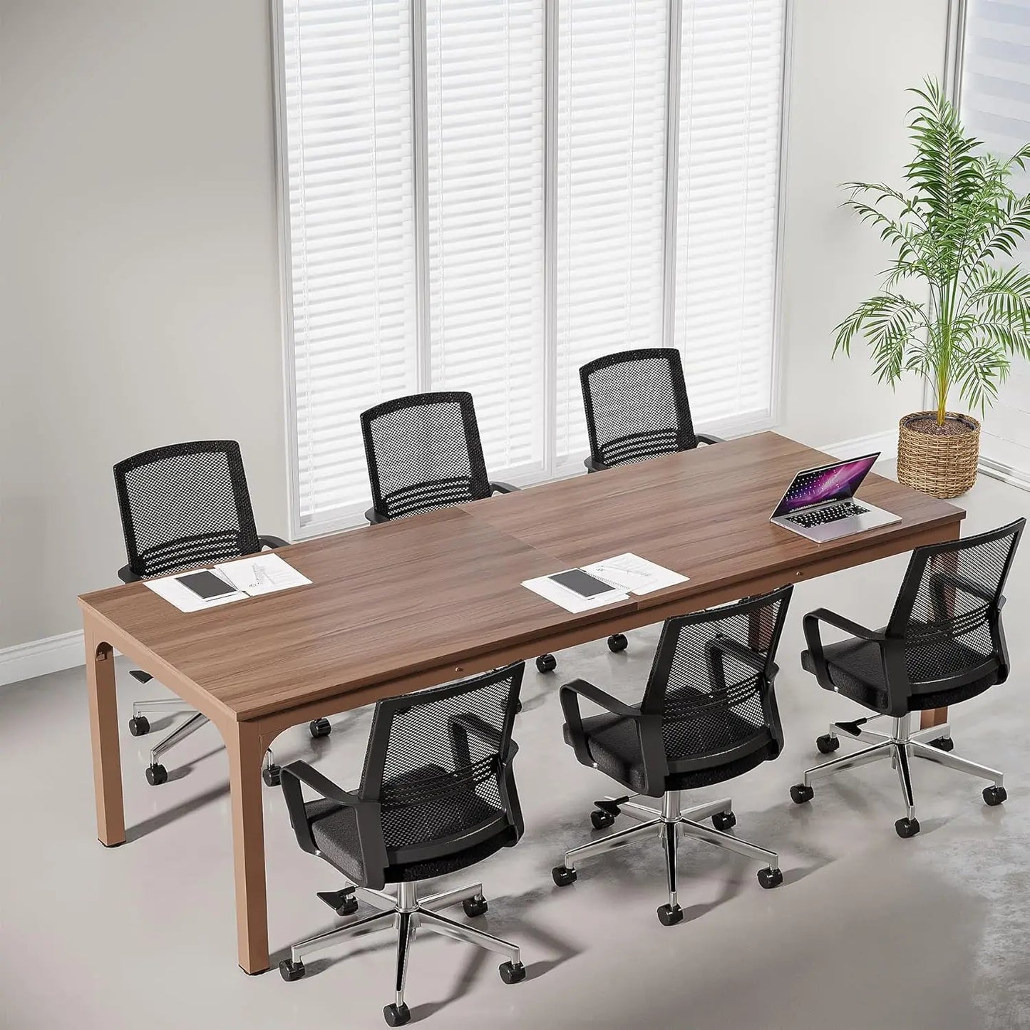 Large Conference Room Table With Metal Frame For Meetings