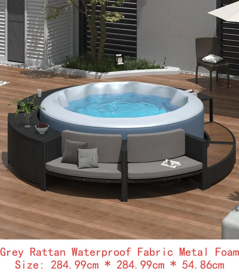 Rattan Outdoor Sofa Set With Storage For Patio And Backyard