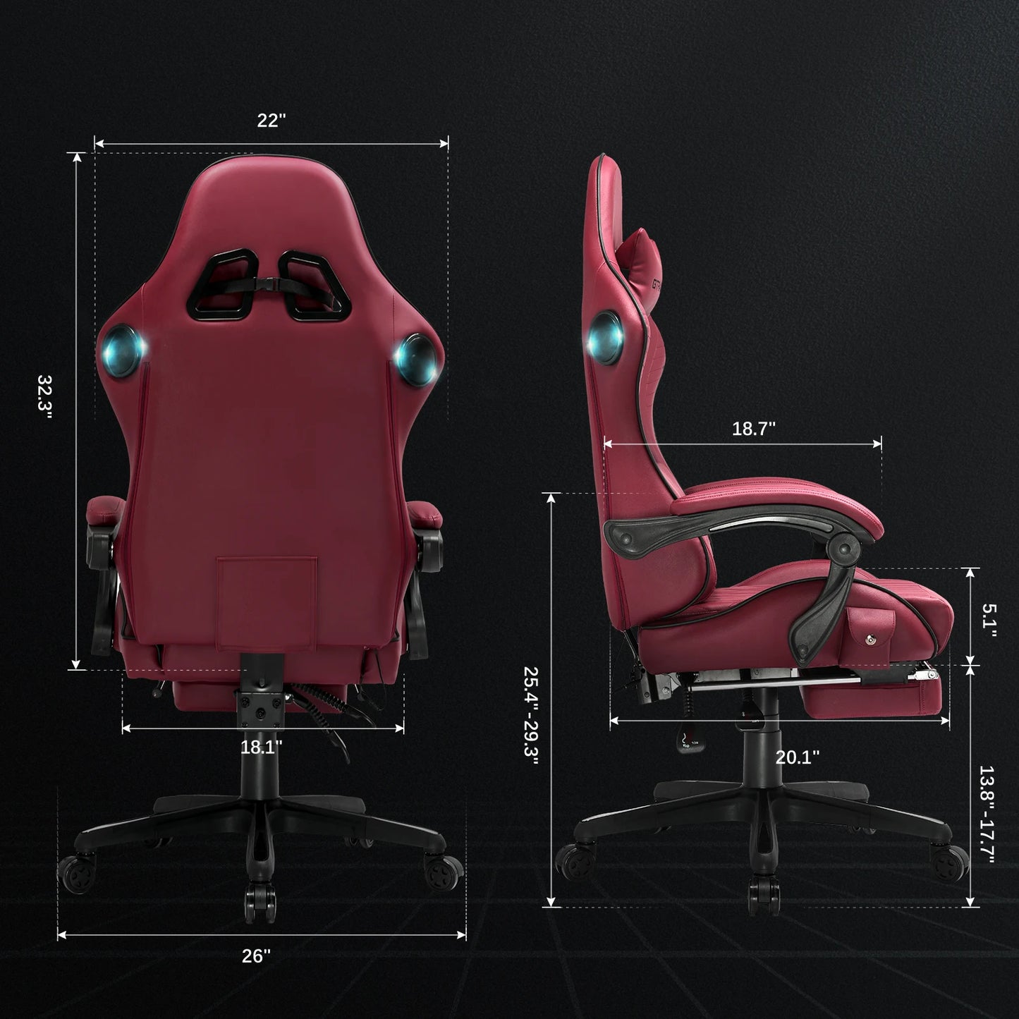 GTPLAYER Genuine Leather Ergonomic Gaming Chair With Armrests