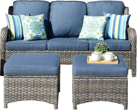 Outdoor PE Rattan Sectional Sofa Set With Cushions Weather Resistant