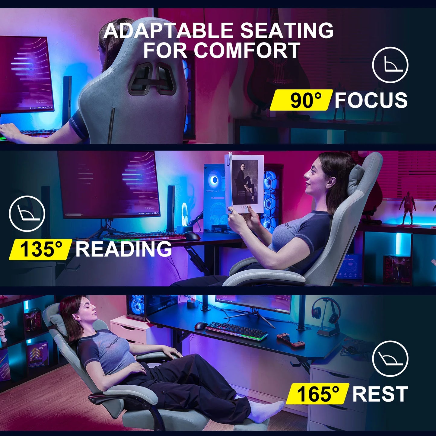 GTPLAYER Gaming Chair With Pocket Spring Cushion And Lumbar Support