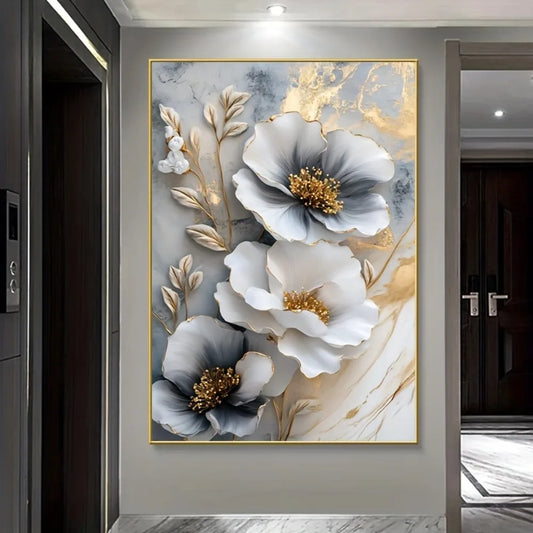 Hign Concerned Luxury Floral Canvas Mural Framed Painting Gallery Ready Premium Framed Canvas Botanical Wall Art
