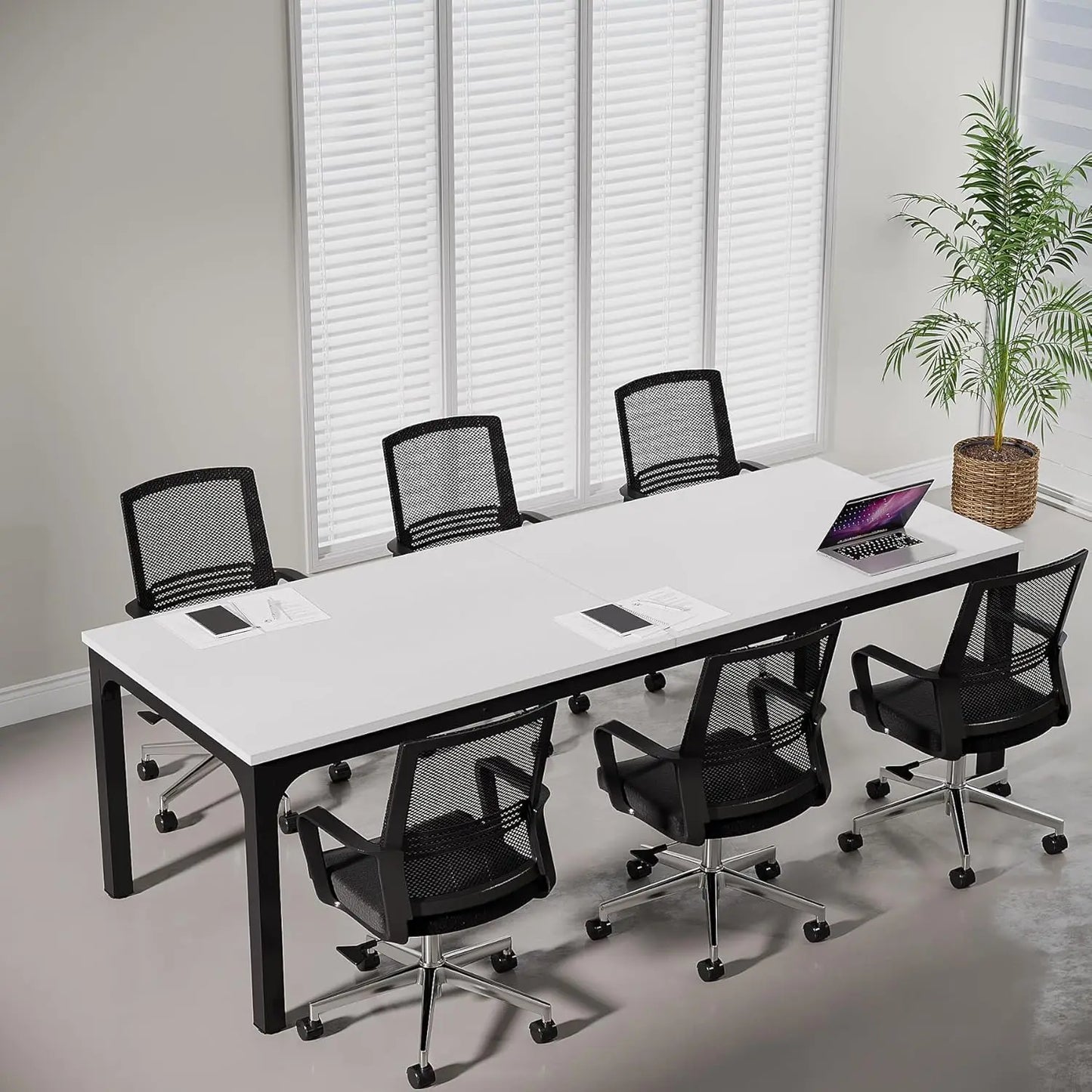 Large Conference Room Table With Metal Frame For Meetings