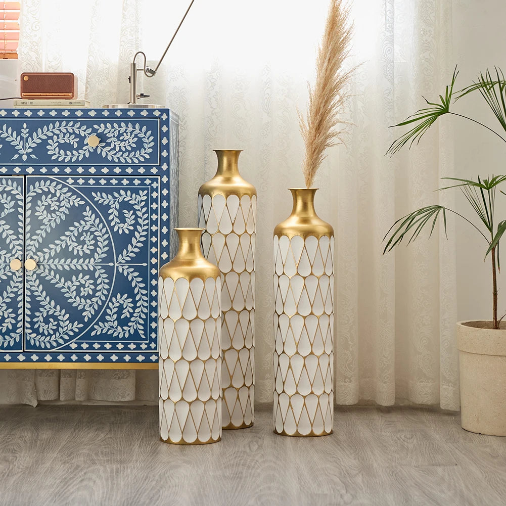 TWISTER.CK 3-Piece Floor Vase Set Drop-Shaped Modern Metal Decor