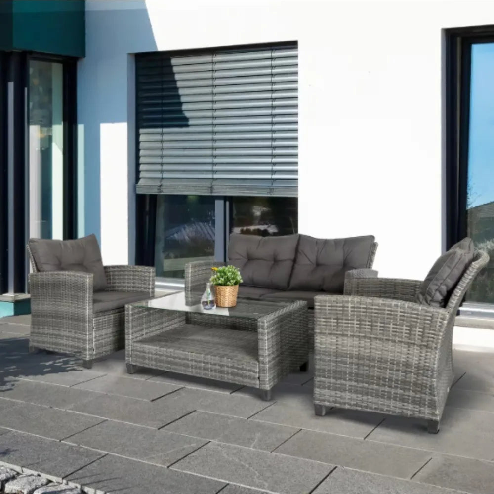 Patio Furniture Set With Cushions Chairs Sofa And Tea Table
