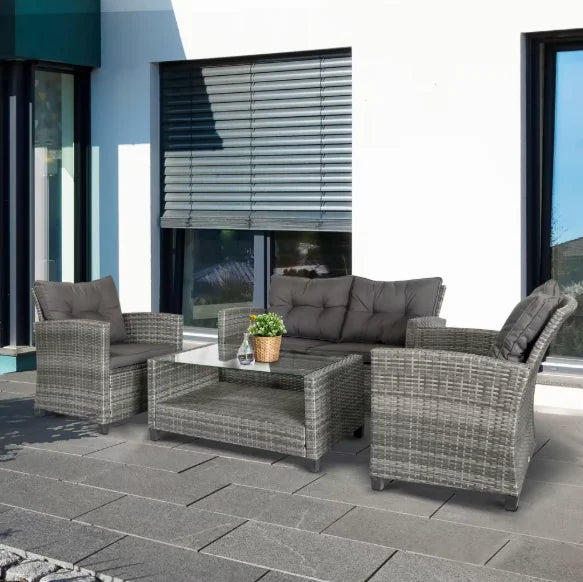 Patio Furniture Set With Cushions Chairs Sofa And Tea Table