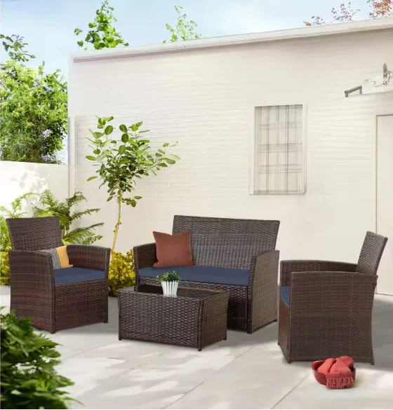 Patio Furniture Set With Cushions Chairs Sofa And Tea Table