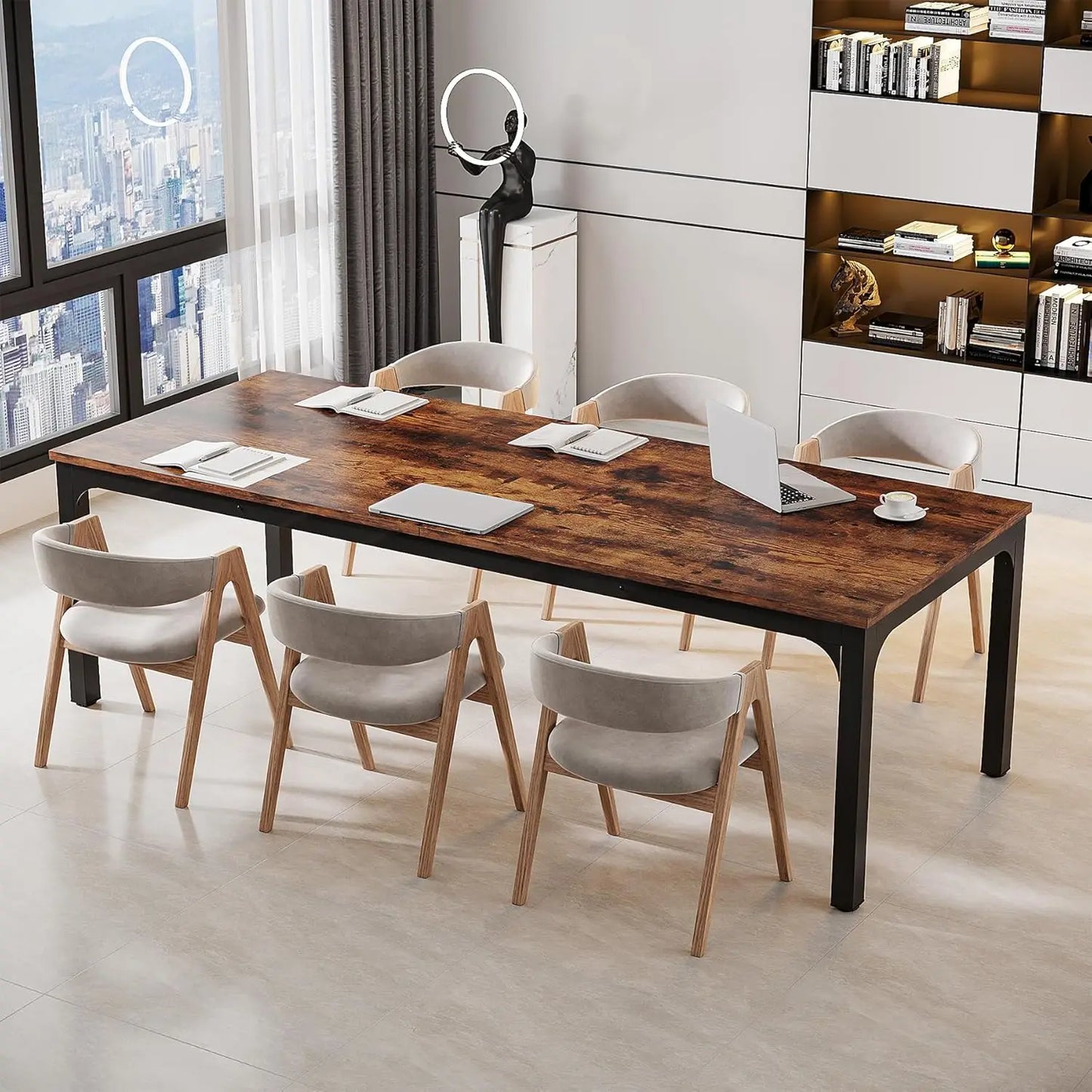 Large Conference Room Table With Metal Frame For Meetings