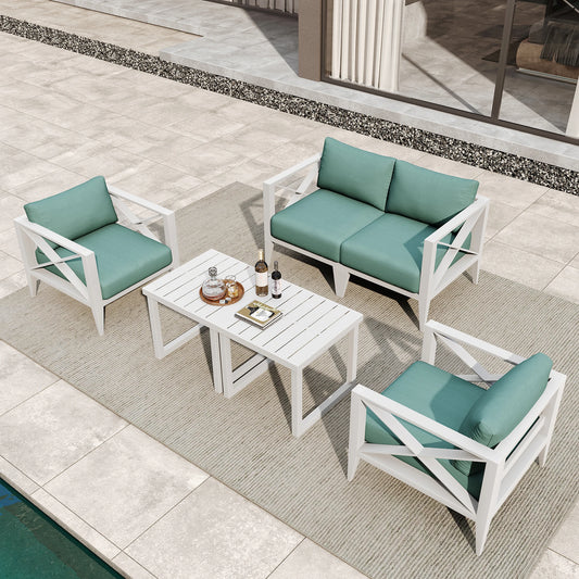 Maison Backyards Aluminum Outdoor Furniture Set Modern Patio Conversation Table