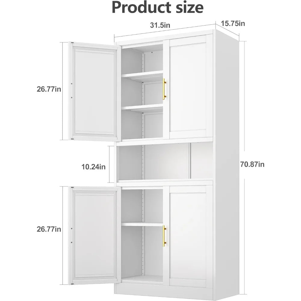 RBXC Metal Pantry Cabinet With 4 Doors And Adjustable Shelves Heavy Duty Steel Powder Coated For Humid Spaces