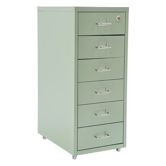 Lockable Rolling Metal File Cabinet With Six Drawers For Office Storage Secure Keyed Locking And Anti Fall Design