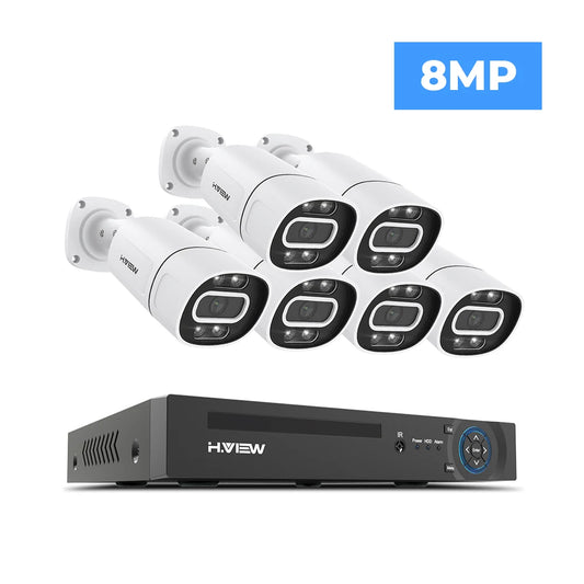 H.VIEW 4K 5MP 8MP PoE CCTV Security Camera System 8 Channel NVR XMEYE App