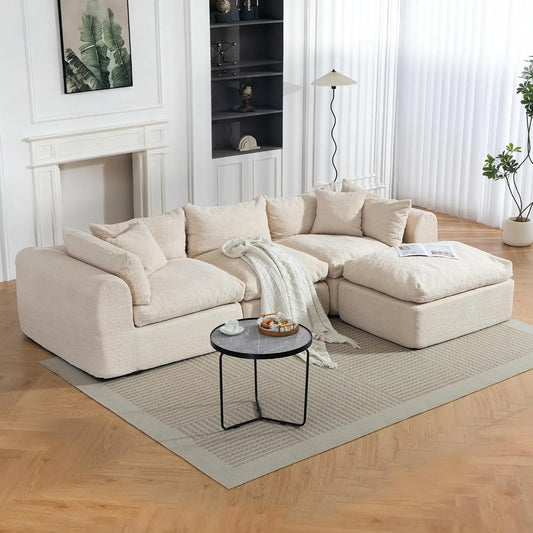 Cloud Boneless Modular Sectional Sofa With Ottoman For Living Room