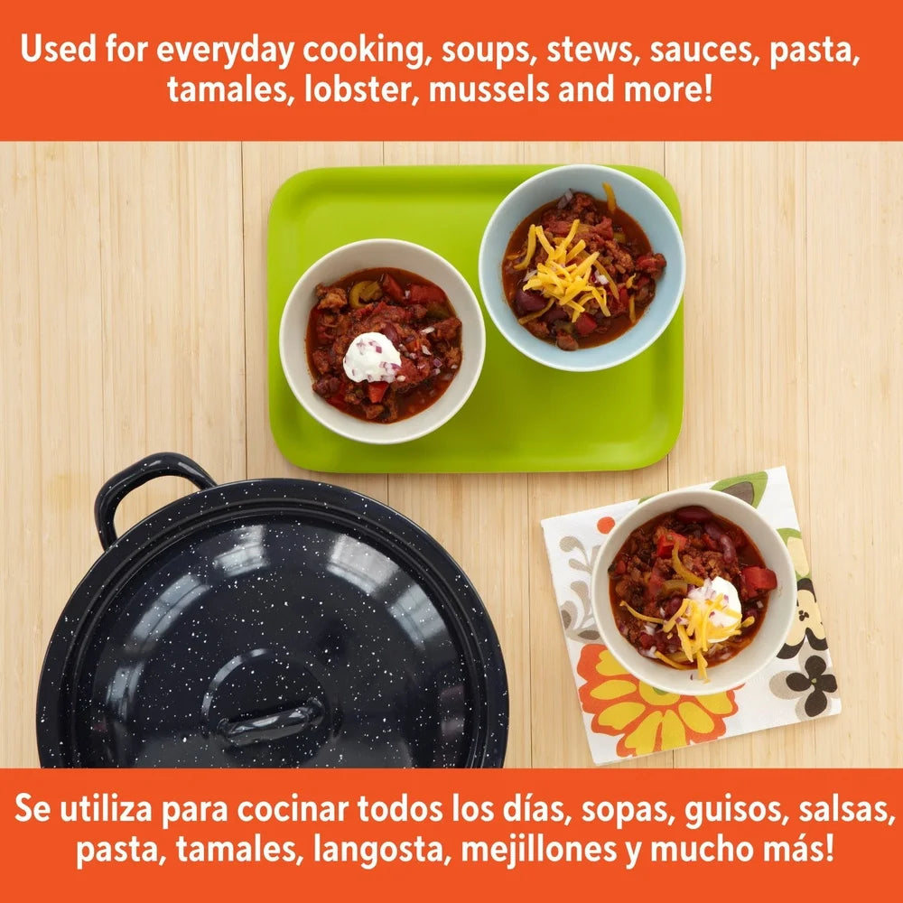 Enamel Stock Pot With Double Handles For Oven Safe Cooking