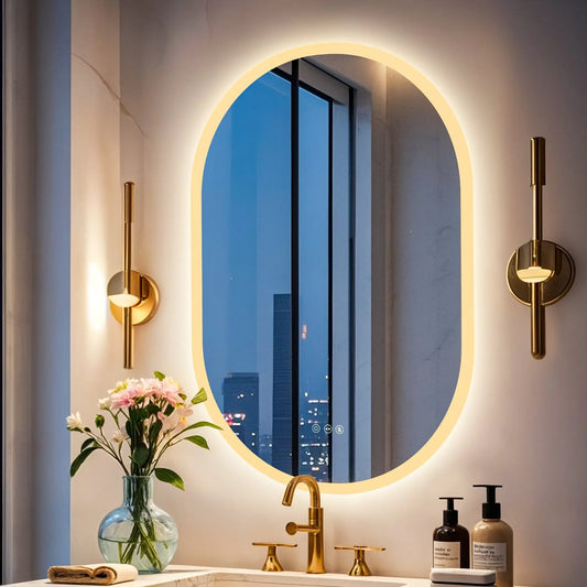 BORWART Oval LED Bathroom Mirror With Anti-Fog Dimmable Backlight