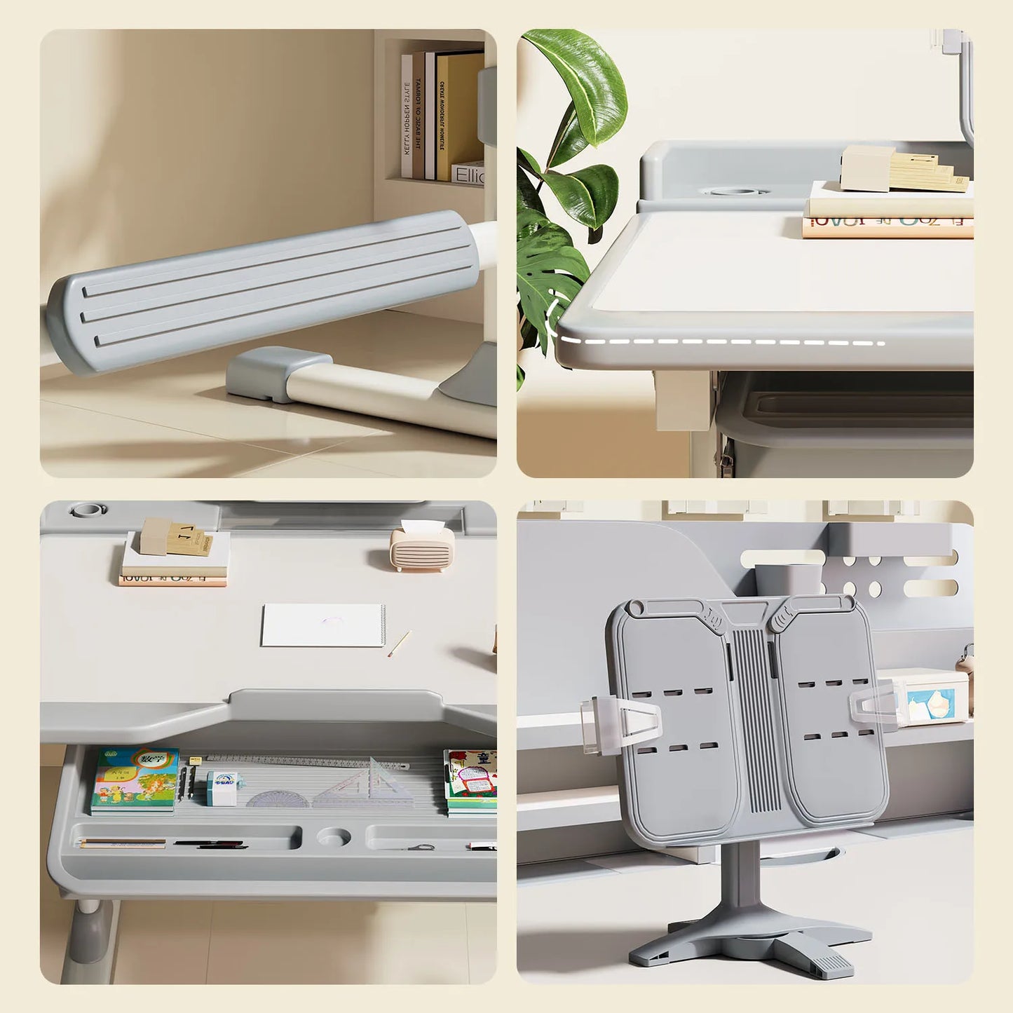 Functional Desk And Chair Set With Tilt Desktop And Bookstand