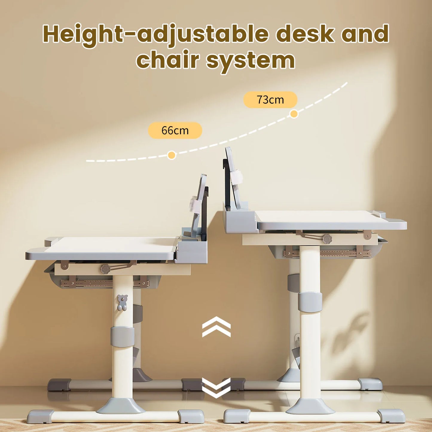 Functional Desk And Chair Set With Tilt Desktop And Bookstand