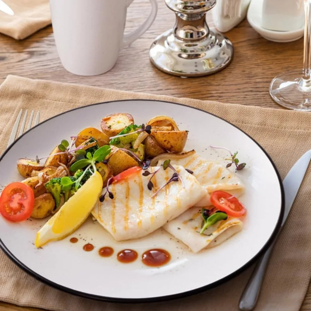 Stoneware Dinnerware Set For Four 16 Pieces Speckled Ceramic With Matte White Finish