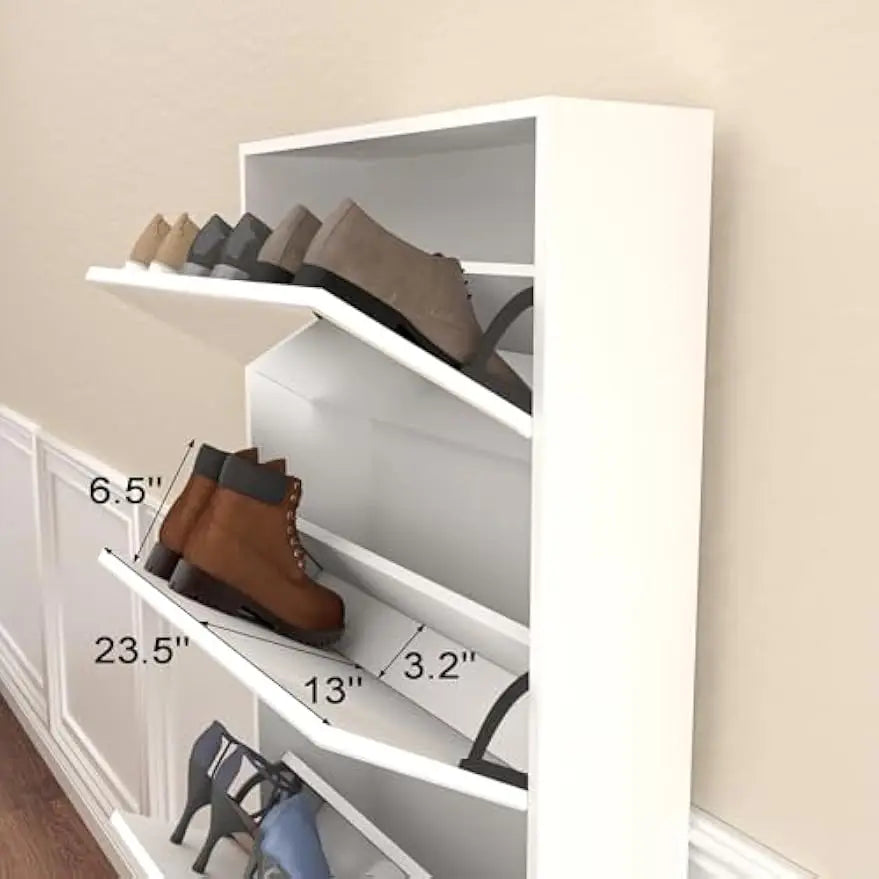 Mirrored Five-Drawer Shoe Cabinet With Full-Length Mirror