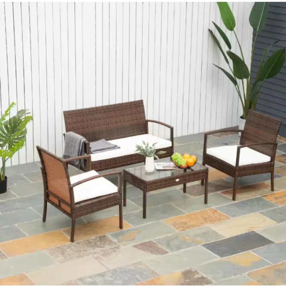 Patio Furniture Set With Cushions Chairs Sofa And Tea Table