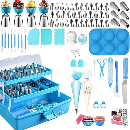 236 Piece Piping Set With Piping Bags Tips Scrapers Molds Cake Cups And Other Cake Decorating Accessories