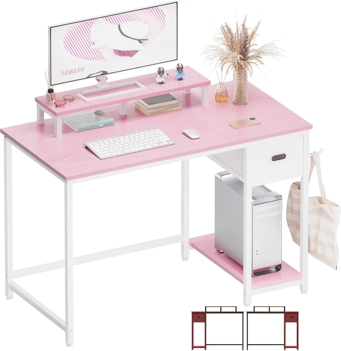 Computer Desk With Monitor Stand And Storage Drawer For Office