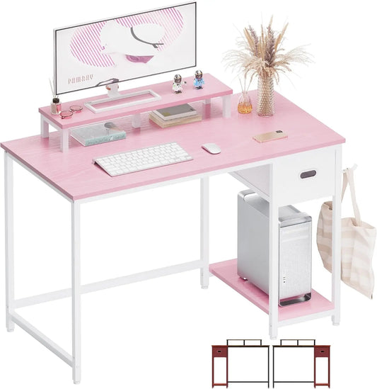 Computer Desk With Monitor Stand And Storage Drawer For Office