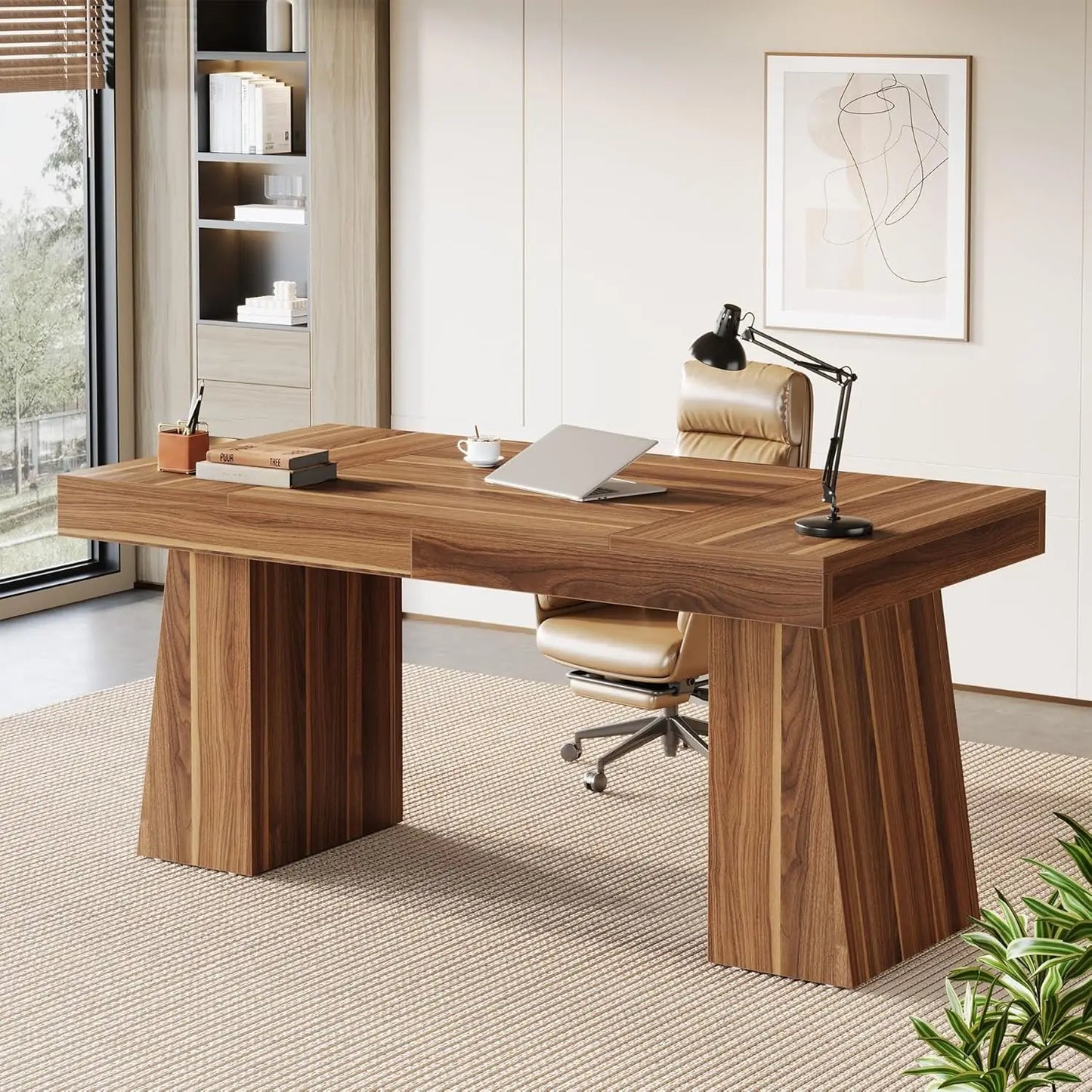 NONEDesk Executive Desk Modern Minimalist Wood Office Desk