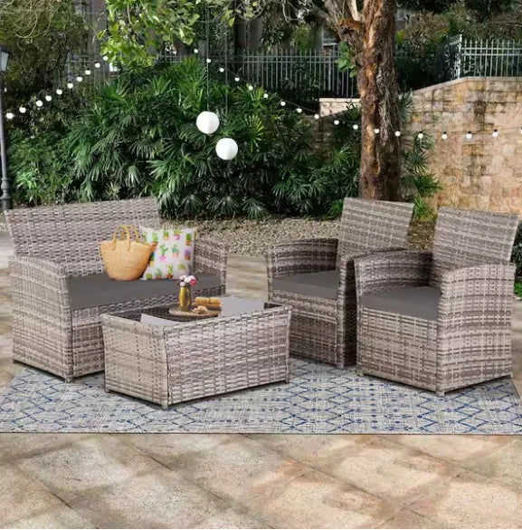 Patio Furniture Set With Cushions Chairs Sofa And Tea Table