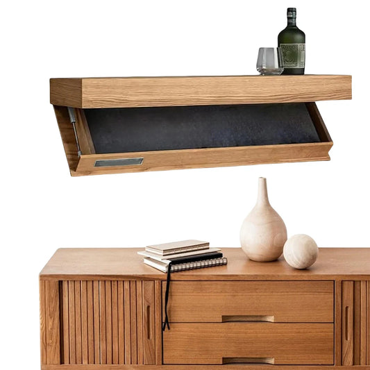 Wooden Concealed Floating Shelf With Secret Compartment Storage Rack