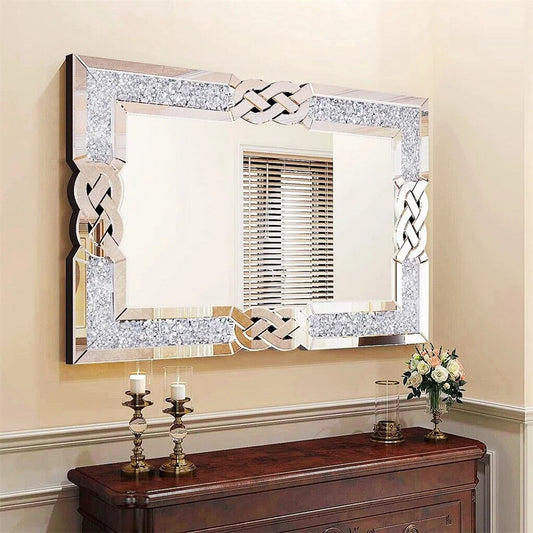 Crystal Diamond Mirror Wall Hang Vanity For Living Room