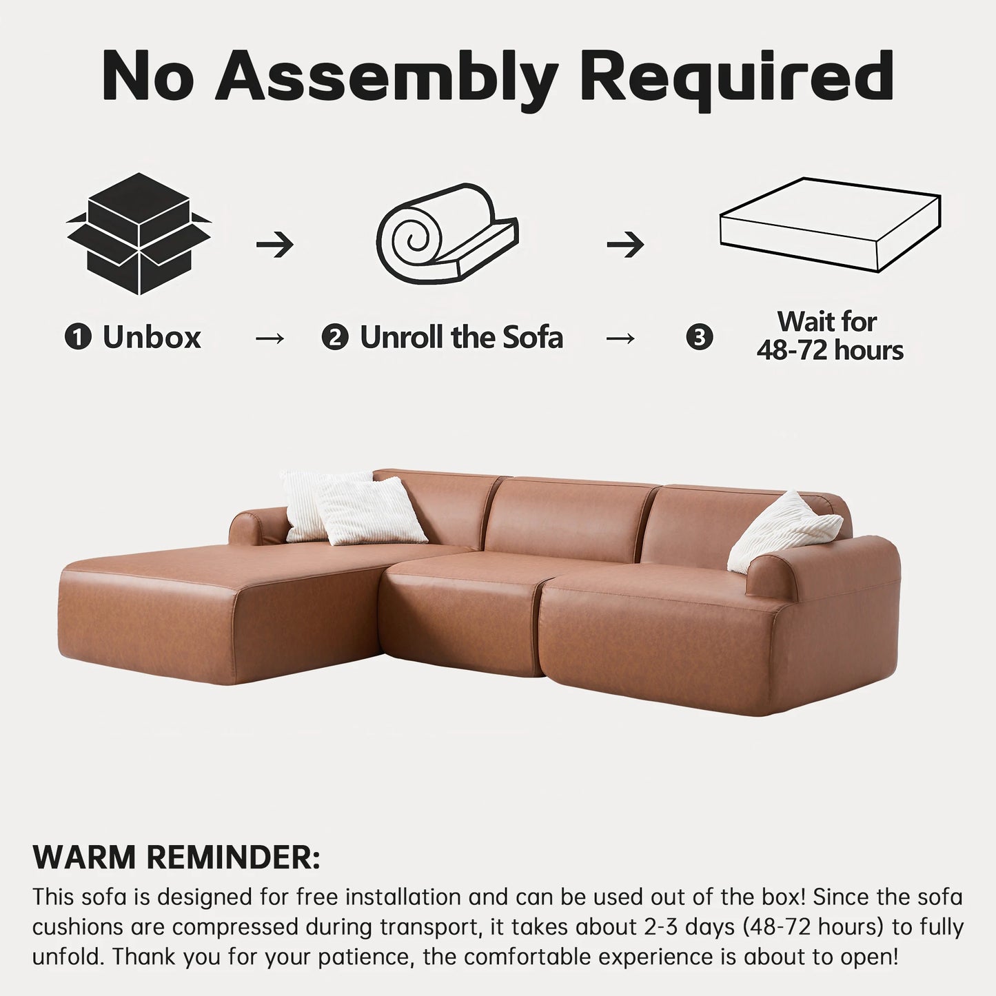 L Shaped Leather Modular Sofa With Deep Seats