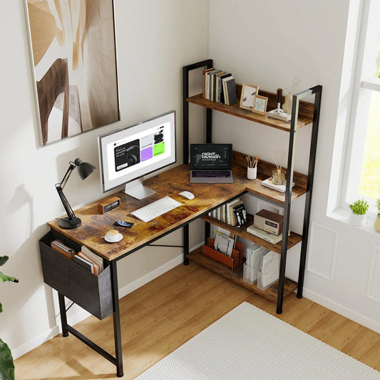 JHK L Shaped Desk With Storage For Computer Home Office