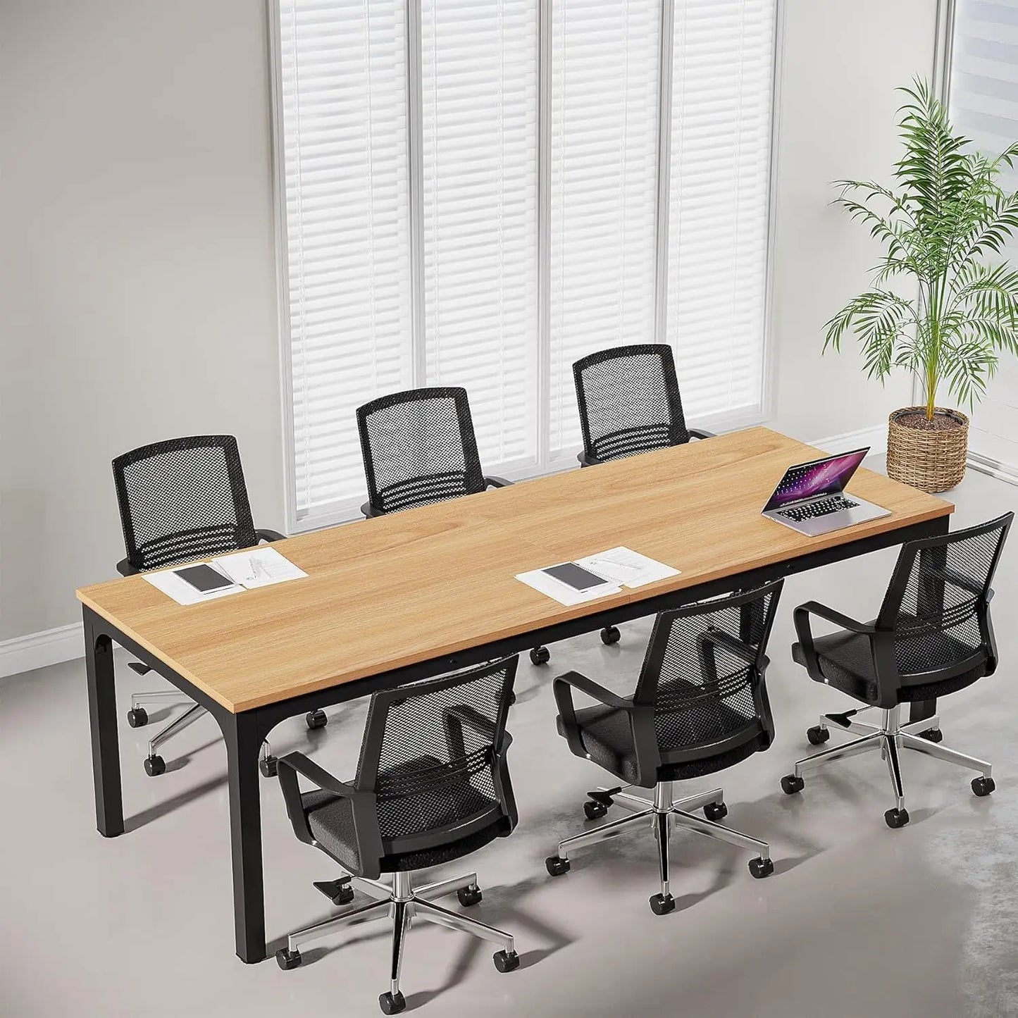 Large Conference Room Table With Metal Frame For Meetings