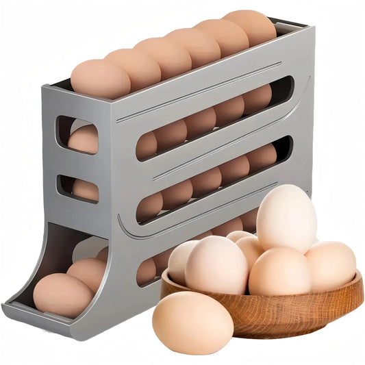 Four-Tier Egg Holder For Fridge With Automatic Rolling Rack