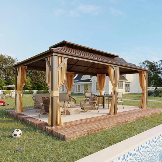 Outdoor Gazebo With Galvanized Steel Roof And Aluminum Frame