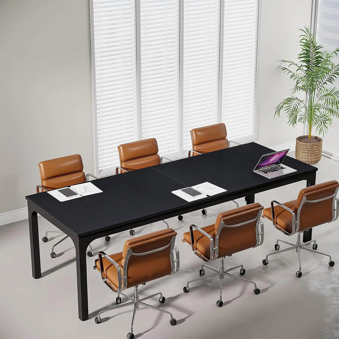 Large Conference Room Table With Metal Frame For Meetings