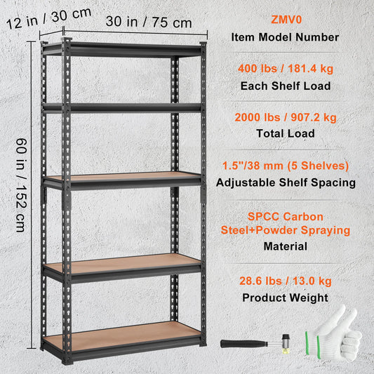 SucceBuy Five Layer Standing Heavy Duty Storage Shelving Unit Holds Up To 400 Lbs Per Shelf 2000 Lbs Total