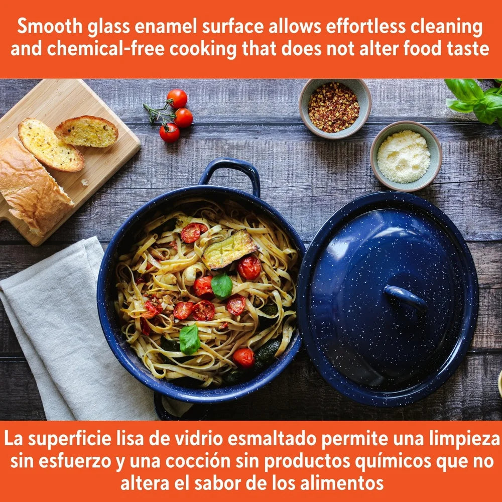 Enamel Stock Pot With Double Handles For Oven Safe Cooking