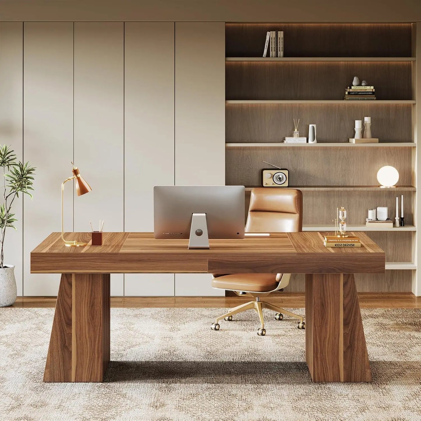 NONEDesk Executive Desk Modern Minimalist Wood Office Desk