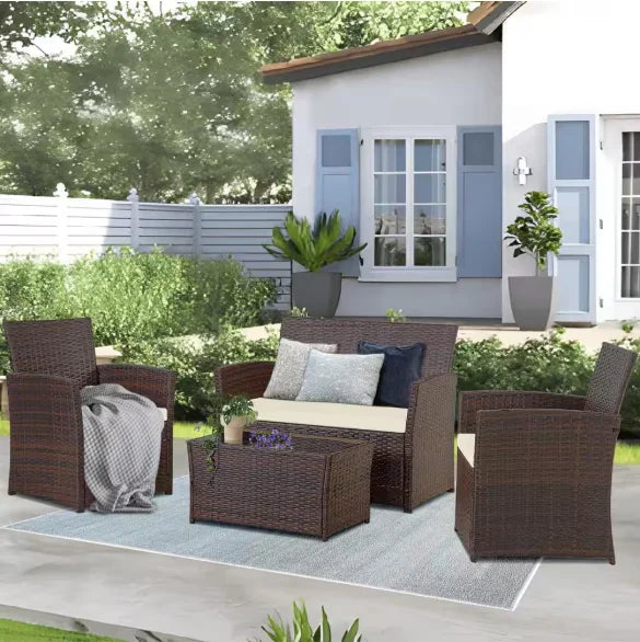 Patio Furniture Set With Cushions Chairs Sofa And Tea Table