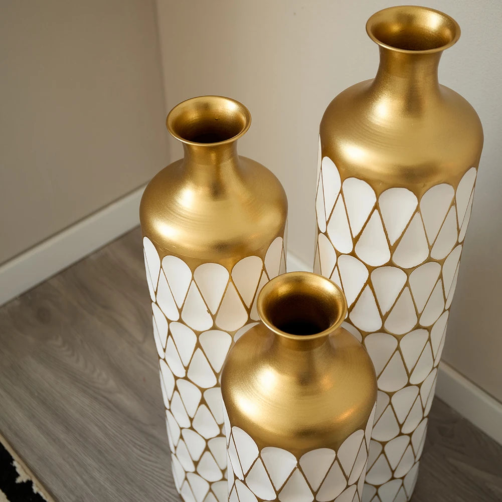TWISTER.CK 3-Piece Floor Vase Set Drop-Shaped Modern Metal Decor