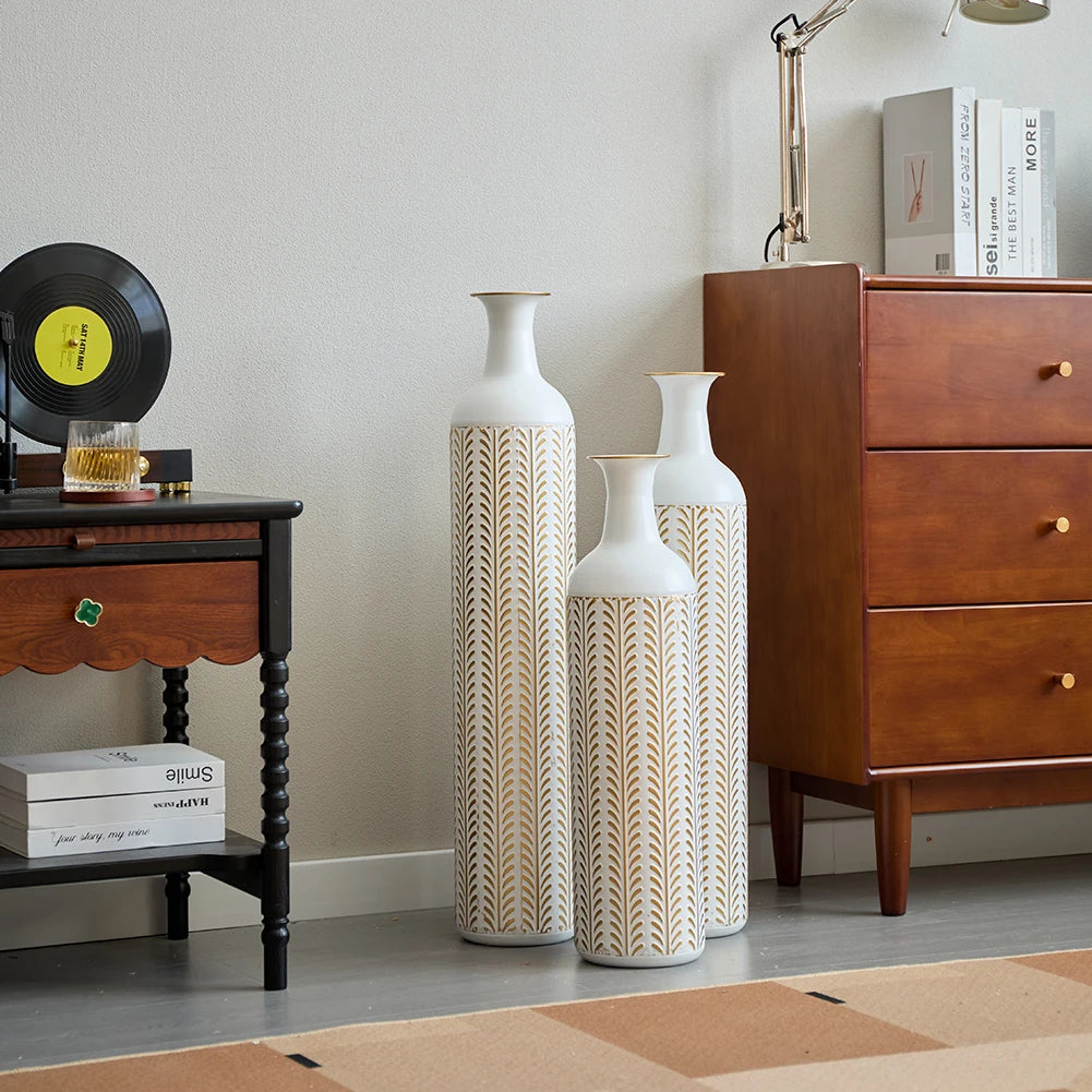 TWISTER.CK 3-Piece Floor Vase Set Drop-Shaped Modern Metal Decor